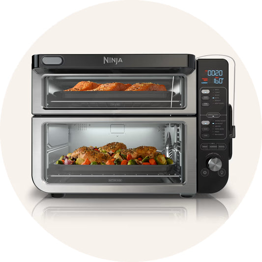 Ninja® DCT451 Horno doble inteligente 12 en 1 con FlexDoor™, FlavorSeal y Smart Finish™, horno superior rápido